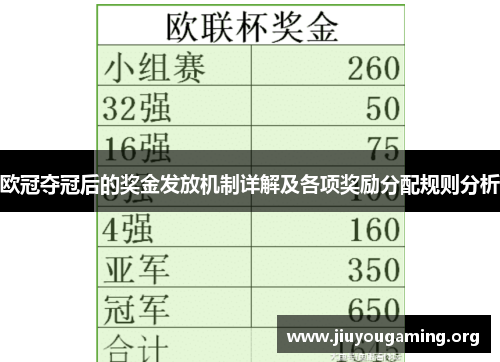 欧冠夺冠后的奖金发放机制详解及各项奖励分配规则分析