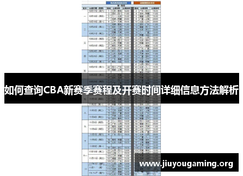 如何查询CBA新赛季赛程及开赛时间详细信息方法解析